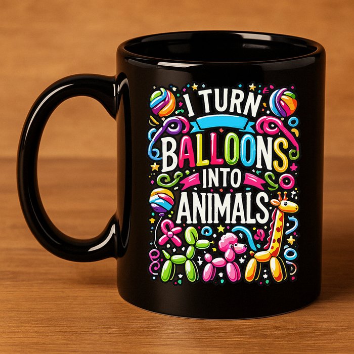 I Turn Balloons Into Animals Birthday Party Balloon Artist 11oz C Handle Ceramic Mug