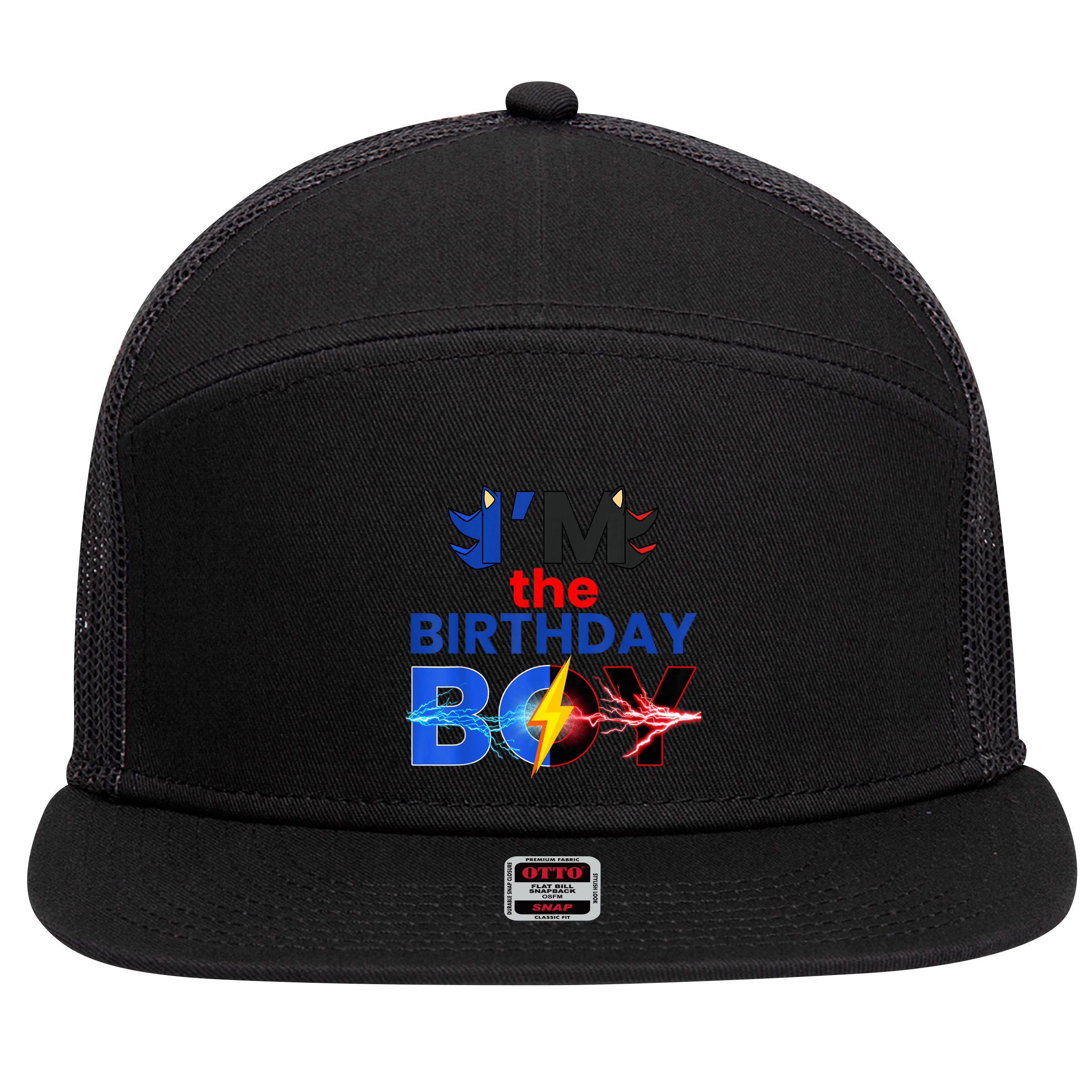 I’M The Birthday Hedgehog Family Party Decorations Theme 7 Panel Mesh Trucker Snapback Hat