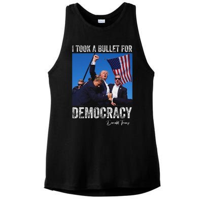 I Took Bullet For Democracy Trump Shooting Rally Trump 2024 Ladies PosiCharge Tri-Blend Wicking Tank