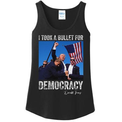 I Took Bullet For Democracy Trump Shooting Rally Trump 2024 Ladies Essential Tank