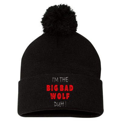 I'm the bad wolf duh Funny costume Halloween party Pom Pom 12in Knit Beanie