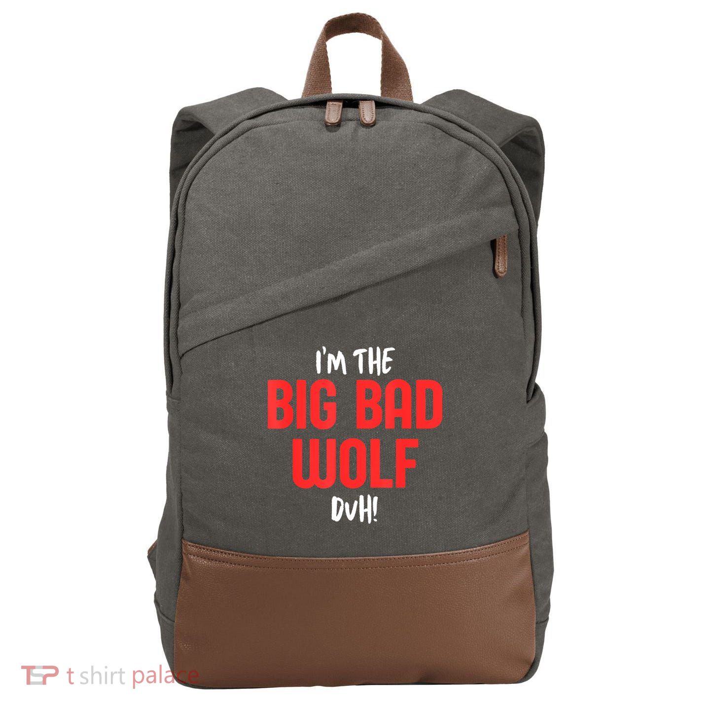 IM The Bad Wolf Duh Costume For Diy Halloween Party Cotton Canvas Backpack