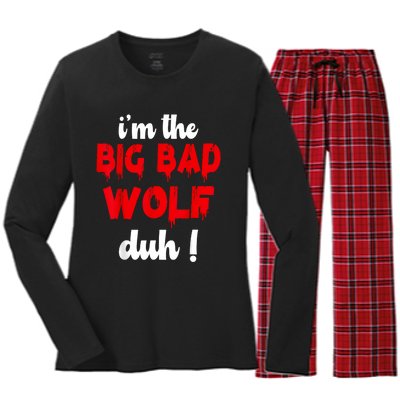 IM The Bad Wolf Duh Costume For Diy Halloween Party Women's Long Sleeve Flannel Pajama Set 