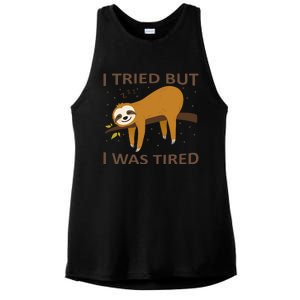 I Tried But I Was Tired Ladies PosiCharge Tri-Blend Wicking Tank