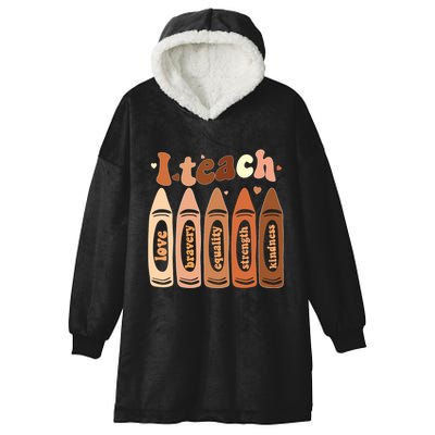 I Teach Black History Month Melanin Afro African Teacher Hooded Wearable Blanket