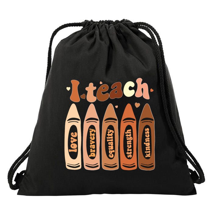 I Teach Black History Month Melanin Afro African Teacher Drawstring Bag