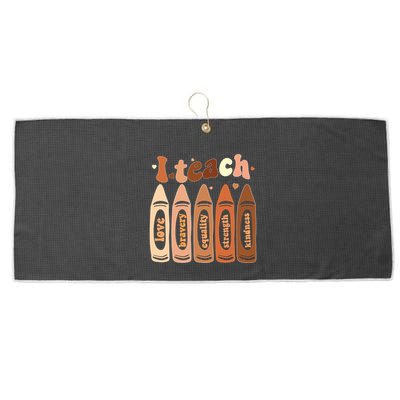 I Teach Black History Month Melanin Afro African Teacher Large Microfiber Waffle Golf Towel