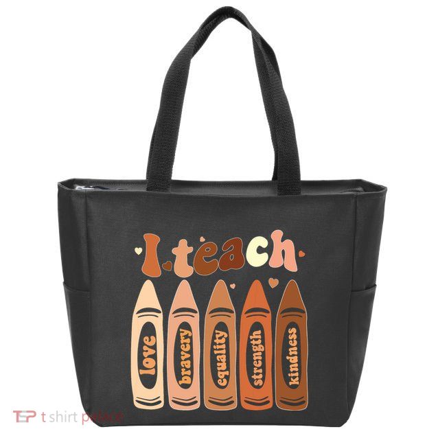I Teach Black History Month Melanin Afro African Teacher Zip Tote Bag