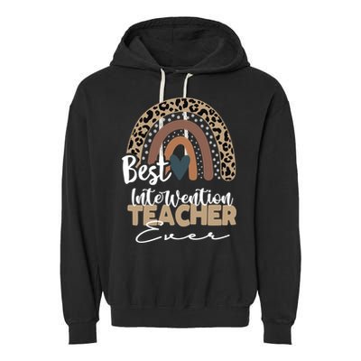 Intervention Teacher Boho Rainbow Teacher Appreciation Gift Garment-Dyed Fleece Hoodie