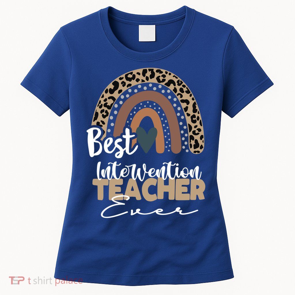 Intervention Teacher Boho Rainbow Teacher Appreciation Gift Womens T-Shirt