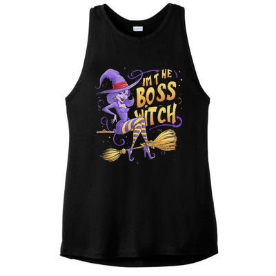 I’M The Boss Witch Halloween Ladies PosiCharge Tri-Blend Wicking Tank