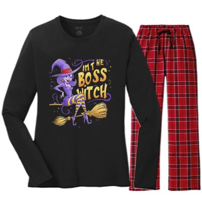 I’M The Boss Witch Halloween Women's Long Sleeve Flannel Pajama Set 