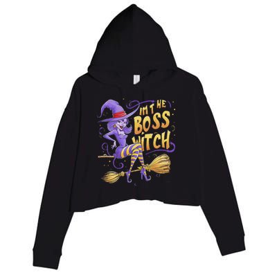 I’M The Boss Witch Halloween Crop Fleece Hoodie