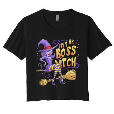 I’M The Boss Witch Halloween Women's Crop Top Tee