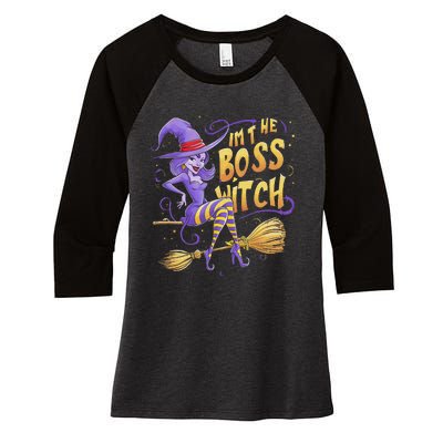 I’M The Boss Witch Halloween Women's Tri-Blend 3/4-Sleeve Raglan Shirt