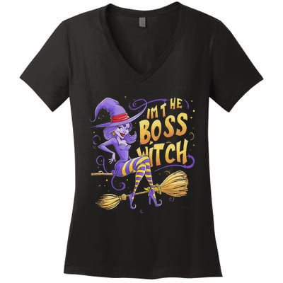 I’M The Boss Witch Halloween Women's V-Neck T-Shirt