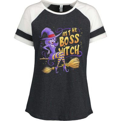 I’M The Boss Witch Halloween Enza Ladies Jersey Colorblock Tee