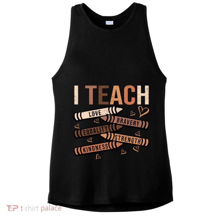I Teach Black History Month Melanin Afro African Teacher Ladies PosiCharge Tri-Blend Wicking Tank