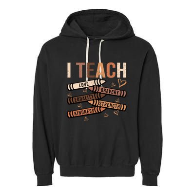 I Teach Black History Month Melanin Afro African Teacher Garment-Dyed Fleece Hoodie