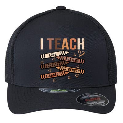 I Teach Black History Month Melanin Afro African Teacher Flexfit Unipanel Trucker Cap