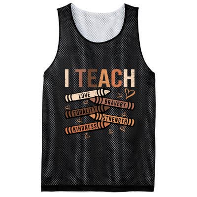 I Teach Black History Month Melanin Afro African Teacher Mesh Reversible Basketball Jersey Tank