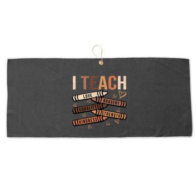 I Teach Black History Month Melanin Afro African Teacher Large Microfiber Waffle Golf Towel