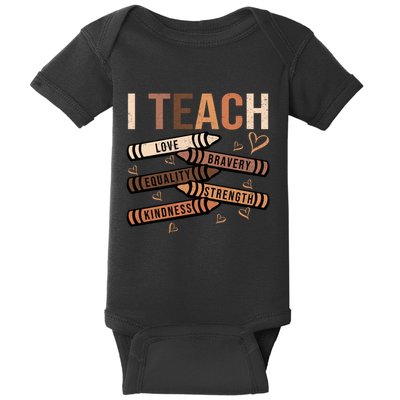 I Teach Black History Month Melanin Afro African Teacher Baby Bodysuit