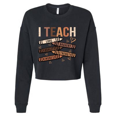 I Teach Black History Month Melanin Afro African Teacher Cropped Pullover Crew
