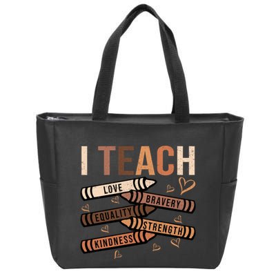 I Teach Black History Month Melanin Afro African Teacher Zip Tote Bag