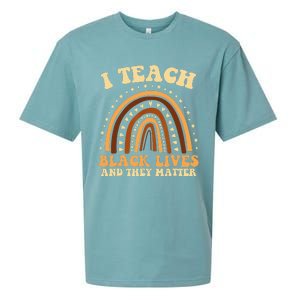 I Teach Black Lives And They Matter Teacher Black Rainbow Sueded Cloud Jersey T-Shirt