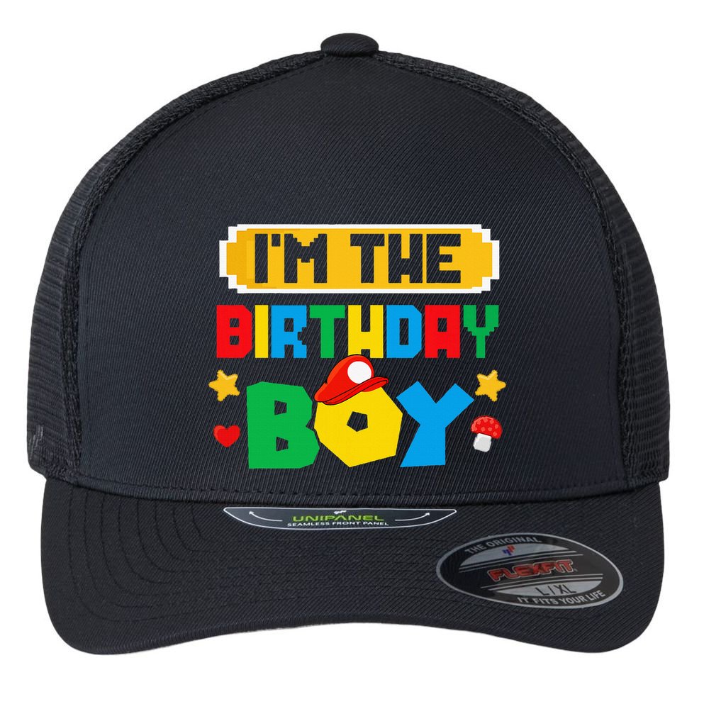 Im The Birthday Boy Game Gaming Family Matching Flexfit Unipanel Trucker Cap