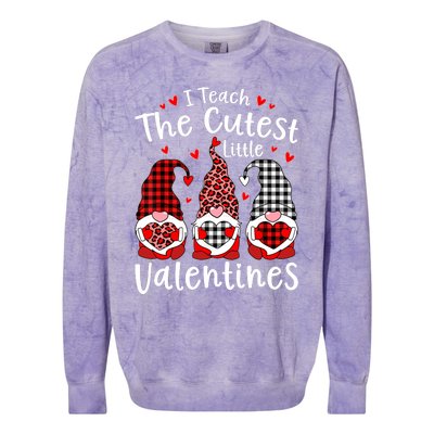 I Teach Cutest Little Valentines Gnome Kindergarten Teachers Colorblast Crewneck Sweatshirt