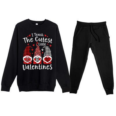 I Teach Cutest Little Valentines Gnome Kindergarten Teachers Premium Crewneck Sweatsuit Set