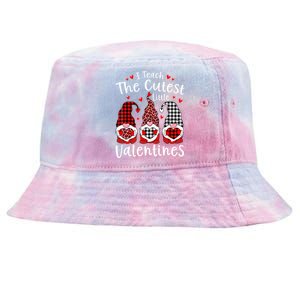 I Teach Cutest Little Valentines Gnome Kindergarten Teachers Tie-Dyed Bucket Hat