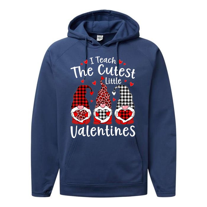 I Teach Cutest Little Valentines Gnome Kindergarten Teachers Performance Fleece Hoodie