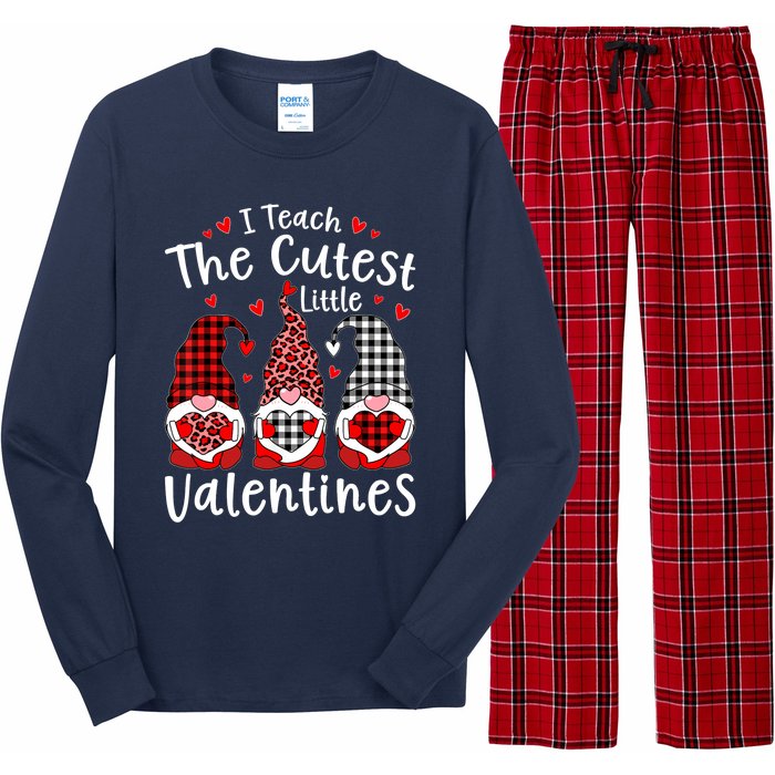 I Teach Cutest Little Valentines Gnome Kindergarten Teachers Long Sleeve Pajama Set