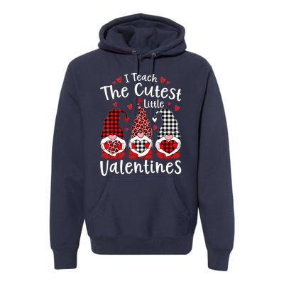 I Teach Cutest Little Valentines Gnome Kindergarten Teachers Premium Hoodie