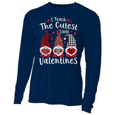 I Teach Cutest Little Valentines Gnome Kindergarten Teachers Cooling Performance Long Sleeve Crew