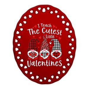 I Teach Cutest Little Valentines Gnome Kindergarten Teachers Ceramic Oval Ornament