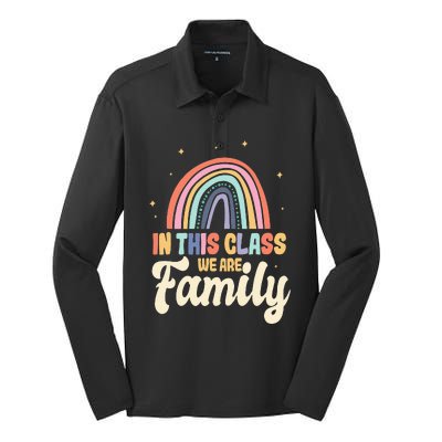 In This Class We Are Family Student Teacher Back To School Silk Touch Performance Long Sleeve Polo