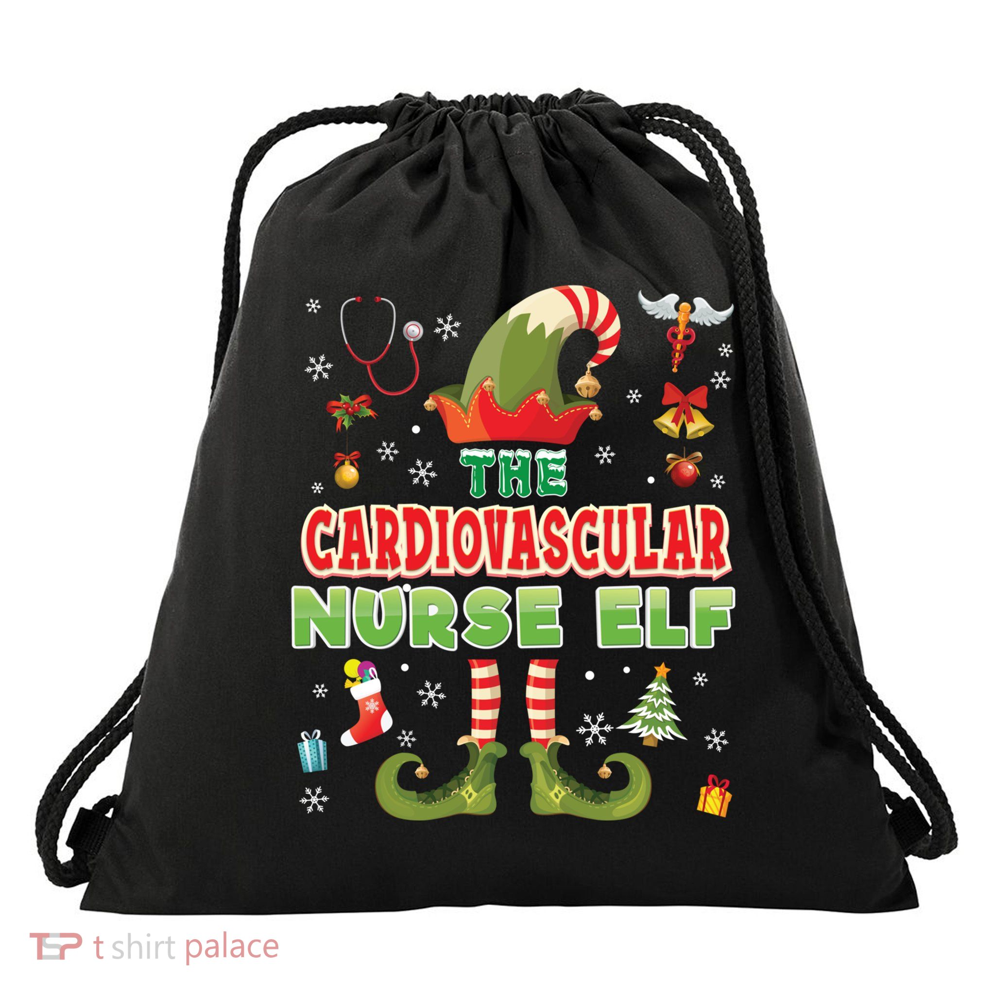 Im The Cardiovascular Nurse Elf Christmas Suit Sweater Ugly Gift Drawstring Bag