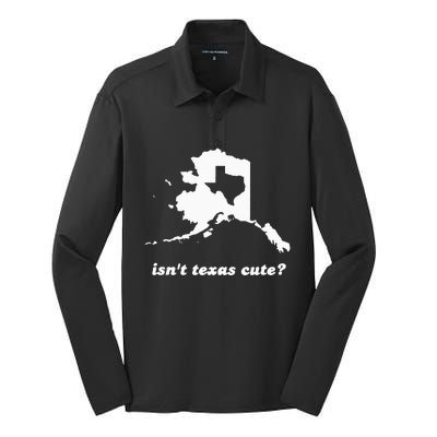 IsnT Texas Cute Outline Fits In Alaska Silk Touch Performance Long Sleeve Polo