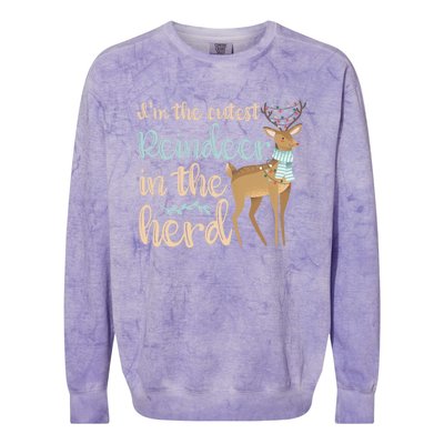 I'm The Cutest Reindeer In The Herd Gift Funny Christmas Xmas Gift Colorblast Crewneck Sweatshirt