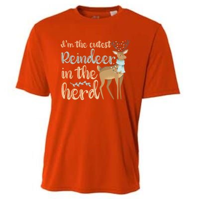 I'm The Cutest Reindeer In The Herd Gift Funny Christmas Xmas Gift Cooling Performance Crew T-Shirt