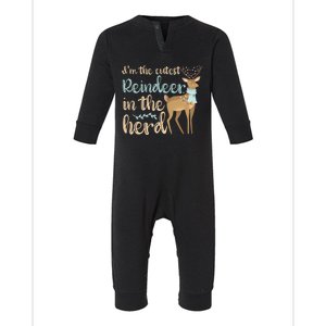 I'm The Cutest Reindeer In The Herd Gift Funny Christmas Xmas Gift Infant Fleece One Piece