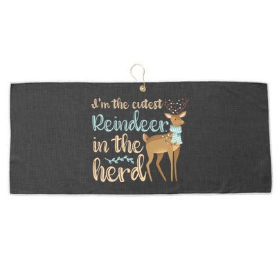 I'm The Cutest Reindeer In The Herd Gift Funny Christmas Xmas Gift Large Microfiber Waffle Golf Towel