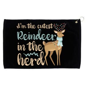 I'm The Cutest Reindeer In The Herd Gift Funny Christmas Xmas Gift Grommeted Golf Towel