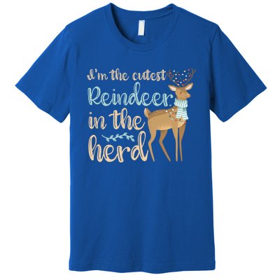 I'm The Cutest Reindeer In The Herd Gift Funny Christmas Xmas Gift Premium T-Shirt