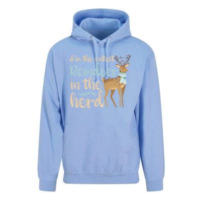 I'm The Cutest Reindeer In The Herd Gift Funny Christmas Xmas Gift Unisex Surf Hoodie