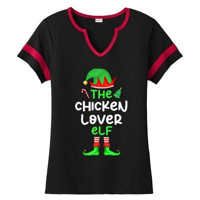 I'm The Chicken Lover Elf Xmas Matching Pajama  Ladies Halftime Notch Neck Tee